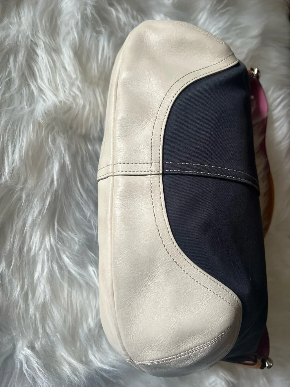 Coach Two-Tone Shoulder Bag in Black, White & Pink